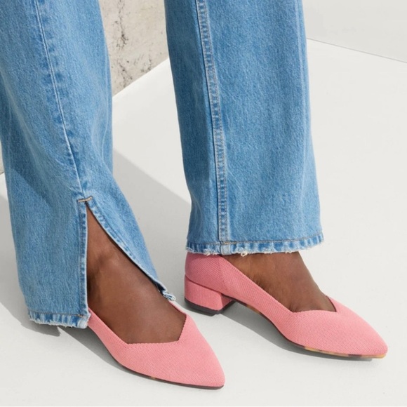 Rothy’s Women’s The High Point Tulip Pink Knit Block Heel Washable Size- 8.5 - Picture 11 of 12